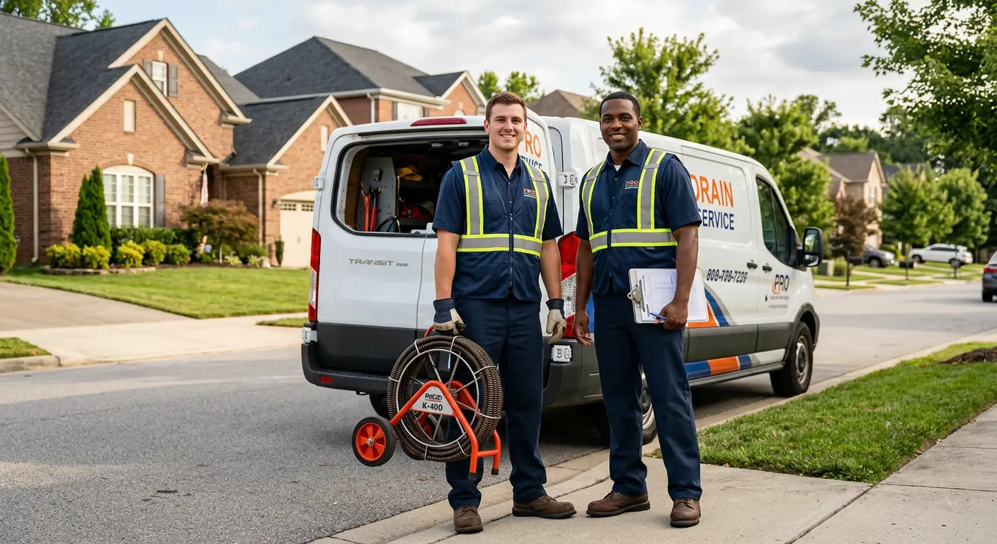 Sewer and drain service team with equipment ready for work in Kimberly