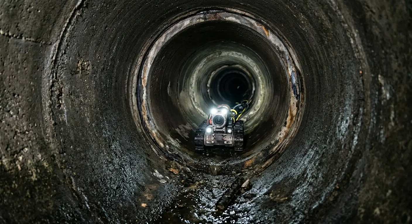 Robotic sewer camera inspecting pipe interior for Drain Snake Service in Kimberly